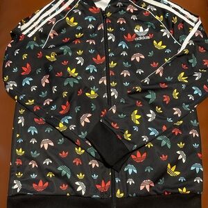 Adidas Black Jacket with Multicolor Logo